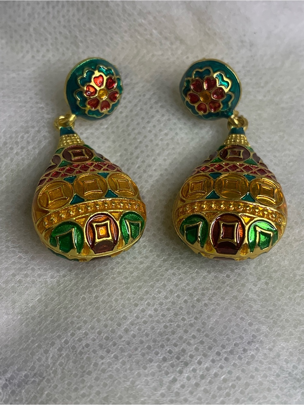 Vibrant Teardrop Gold-plated Enamel Earrings